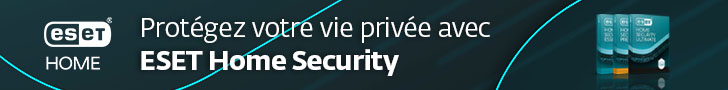 Bannière publicitaire ESET : Protégez votre foyer avec la sécurité informatique